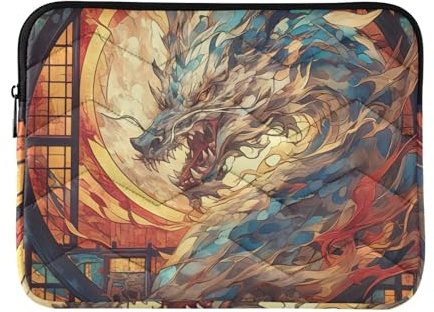 Laptop Sleeve Case 15-16 Inch Soft Laptop Bag with Zipper A Cool Japanese Anime Dragon Case Hard Cover with Zipper for Men Women accesorios para