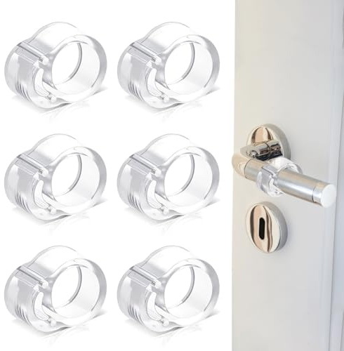 Qcdou Türstopper Klinke, 6er Set Türstopper Transparent, Hochelastische Weiche Türklinken Stopper, Wandschutz Türklinke, Türklinkenpuffer zum Schutz von Möbelwänden(B)