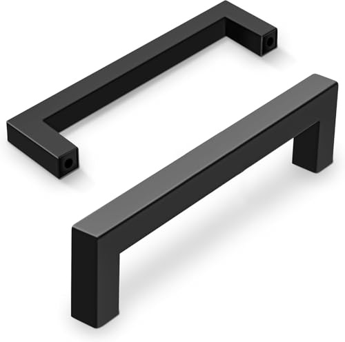 Vortix 15 Stück Möbelgriffe Schwarz Edelstahl Matt Schrankgriffe[ 128 mm Lochabstand ] Modernes Design Griffe für Küchenschränke,Badezimmerschränke&Schubladen ([128MM] - 15 Stück)