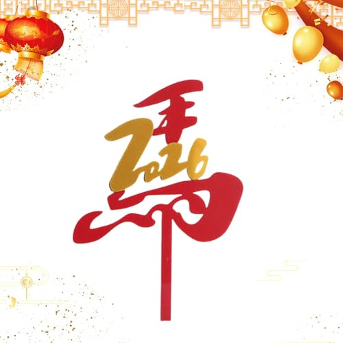 Ciop Gâteau Du Nouvel An Chinois,Décoration 2D Acrylique Pour Le Nouvel An Cheval Et Anniversaire,Apéritifs Pour Fêtes - Pour Anniversaires Parents Pâtisseries Ménage Collectionneurs