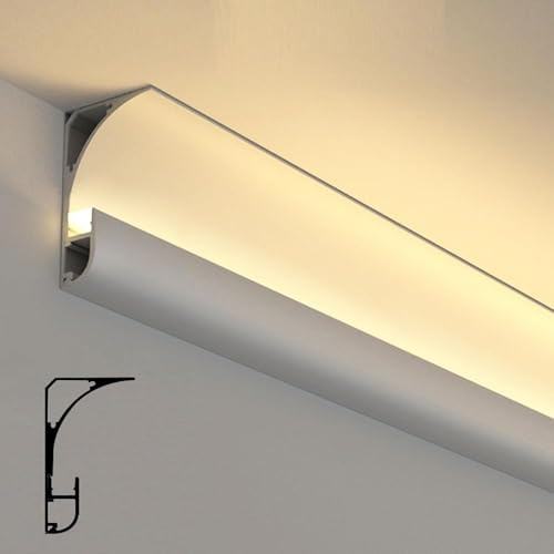 Indirekte Beleuchtung Für Sockelleisten,led Schiene Für Die Wanddekoration Von Decken Und Wänden, Deckenleuchte,Bruchsicher,Lichtkanal Für Schlafzimmer,Flur Kino(White,1.2 m/3.9 ft)