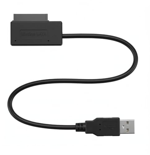 Slimline SATA auf USB Adapter 13-polig 6+7 Pin für Laptop CD DVD Laufwerk | USB auf Slimline SATA Adapter, Geeignet für Externe CD DVD Laufwerke, Kompatibel mit Windows, Ohne Externe Stromversorgung