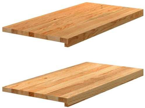 Ordellia Set di 2 davanzali per finestre in legno di rovere massiccio marrone chiaro, 80 x 40 x 2 cm, superficie non trattata, per la costruzione di finestre, ristrutturazione e montaggio