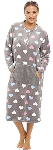 Camille Femme Chemise de Nuit Rose Classique à Manches Longues, Polycoton Doux, Confort Suprême pour l'Hiver, Idéal pour Tous les Types de Corps