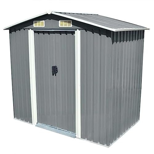 vidaXL Capanno per Attrezzi Rimessa da Giardino Moderna Robusta Resistente Casetta per Esterni Ventilato in Metallo Grigio 204x132x186 cm