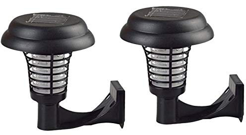 DINOWIN 2 Pack Energia Solare zanzariera elettrica da Esterno per Giardino, 2 modalità zanzara killer lampada elettronica killer insetto UV, zanzariera Trappola Lampada (Wall UV light)