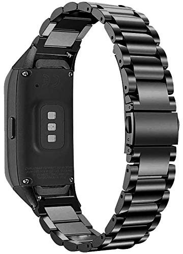 TenCloud Ersatz-Armband für Galaxy Fit-Armbänder, aus Metall, Edelstahl, kompatibel mit Samsung Galaxy Fit SM-R370 Activity Tracker (Schwarz)