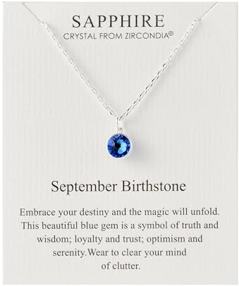 Philip Jones Geburtsstein-Halskette September (Saphir) Erstellt mit Zircondia®-Kristallen