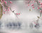 Papier Peint Panoramique 3D,Fleurs de cerisier gris rose - Autocollant Mural Pour Salon Chambre À Coucher Couloir Moderne Espace Visuel De Paysage Naturel Murale 350X256CM