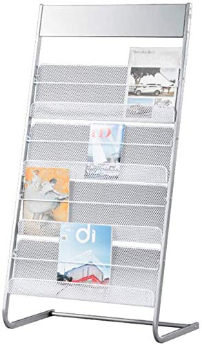 Stehender Zeitschriftenständer Informationsständer Zeitungsständer Display Rack Manuelle Bücherregal Einzelseite einfaches Eisen (Silber)