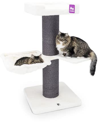 Petrebels Maine Coon - Rascador para gatos grandes (117 cm de alto, estable con 20 cm de grosor, troncos de 20 cm), color blanco