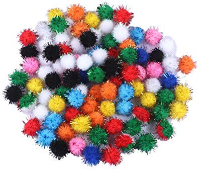 YYCRAFT Glitzernde Lametta-Pompons, glitzernde Kugeln für Bastelarbeiten, Party-Dekoration, Katzenspielzeug (20 mm, verschiedene Farben), 200 Stück