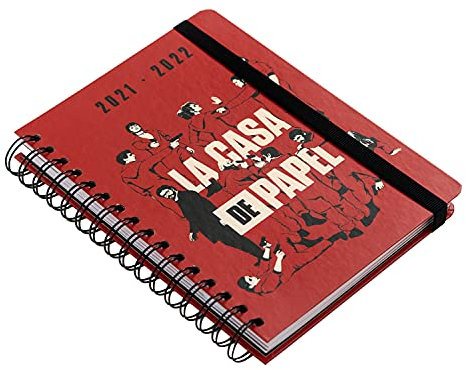 Grupo Erik Haus des Geldes Schulplaner 2021 2022 - Ringbuch Kalender 2021 2022 - Terminkalender 2021 2022 Wochenübersicht Netflix Merch, Rot, AGESVA52117