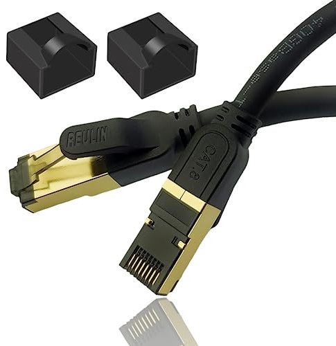 Reulin - PREMIUM Kupfer Litzenkabel RJ45 LAN Cat 8 Ethernet Kabel 4 M lang, SSTP 40 Gbps kompatibel mit Routern Modems 4K 8K Smart TV Boxen Internet PS5 PS4 Xbox Konsolen Spielen 4M