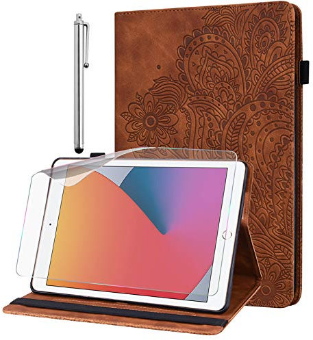 GLANDOTU Custodia per Apple iPad Mini 1/2/3/4/5 Cover 7.9‘’ con Pellicola Protettiva e Pennino, (Auto Svegliati/Sonno) Pieghevole Ultra Sottile Flip PU leather Case per iPad Mini Cover (brown)