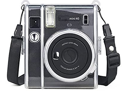 Kimyoaee Clear Camera Case for Fujifilm Instax Mini 40 Instant Camera, Crystal Camera Case with Removable Shoulder Strap
