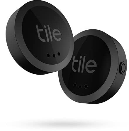 Tile Sticker (2022) Bluetooth Schlüsselfinder, 2er Pack, 45m Reichweite, inkl. Community Suchfunktion, iOS und Android App, kompatibel mit Alexa und Google Home, schwarz