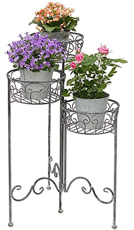 DanDiBo Blumentreppe Metall Rund 75 cm Blumenständer mit 3 Körbe 96012 Blumenständer Blumensäule Pflanzenständer