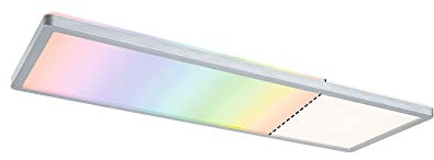 Paulmann 71020 LED Panel Atria Shine eckig, Dimmbar RGBW Farbsteuerung Lichtpanel Kunststoff Deckenpanel, Chrom Matt, Incl. 1x20 W - 580 x 200 mm