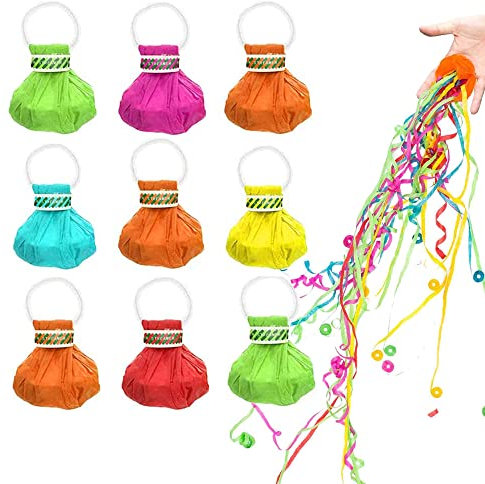 Luftschlangen Werfen, 10 Stück Bomben Konfetti, Konfetti Luftschlangen, Papierstreamer Bänder, für Neujahrsshows, Partys, Geburtstage, Hochzeiten, Abschlussfeiern, Shows (zufällige Farbe)