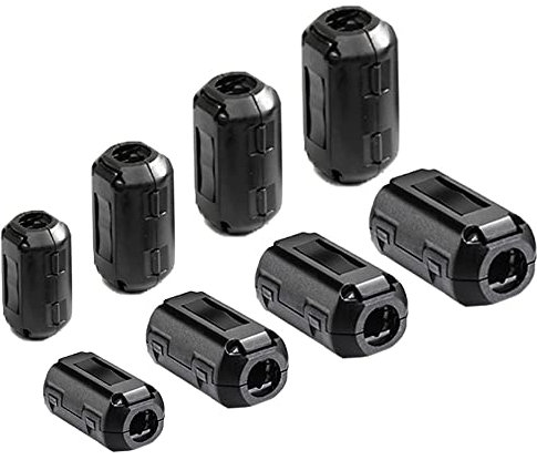 Aiqeer 8 Stück Ferrite Ring Cores Set, Ferrit Ringkern Cable-Clip, RFI EMI Entstörfilter Ferritfilter, Klappferrit Ferritkern (5 mm, 7 mm, 9 mm, 13 mm Innendurchmesser)