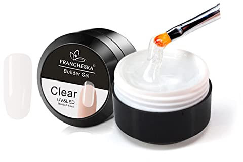 Clear Builder Nail Gel, Builder Gel for Nails Nail Extension Gel UV/LED Nail Base Building Gel for Nail Repair Extension & Modeling Strengthening Nail Art Decoration (15ml) (Clear)