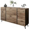 lukmebel Onyx Loft Kommode Sehr strapazierfähig Resistant Flagstaff Eiche 158x41,3x88 Push-to-Open System auf Metallbeinen