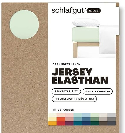 Schlafgut Easy Jersey Elasthan Spannbettlaken 180x200 bis 200x220 Green Light, Spannbetttuch aus superweicher Baumwolle mit Elasthan