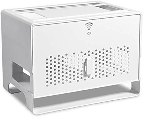 GREMBI Router Storage Box WiFi Router Bracket Set-Top Box DVD Storage Rack Finishing Box Storage Wall-Mounted Shelf Bracket Tv Accessories Home and Office WiFi Router Adjustable Cable Box/White