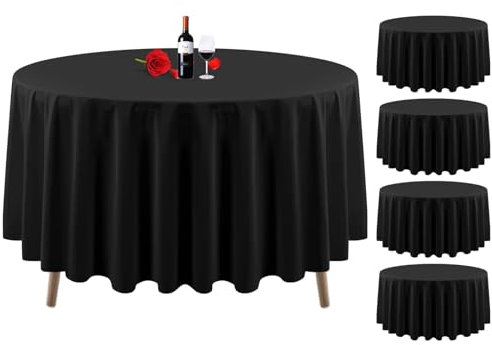 Vnituasr 5er-Pack Schwarze runde Tischdecke, 228cm runde Tischdecke
