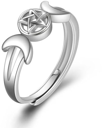 Dreifacher Mond Verstellbarer Ring Sterling Silber Mond offener Ring Himmelsschmuck für Frauen