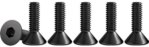 Drenky Vis à Tête Fraisée Noir Avec Six Pans Creux en Acier Inoxydable A2 V2A Vis Hexagonales M3 X 12mm Norme DIN 7991 / ISO 10642 Visserie Filetage Complet, Lot De 50