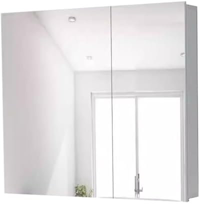 Aluminium-Badezimmerschränke Badezimmerspiegelkasten Aus Aluminium Für Kleine Wohnräume An Der Wand Montierter Toilettenschrank (Color : Weiß, S : 60 * 70 * 12cm)