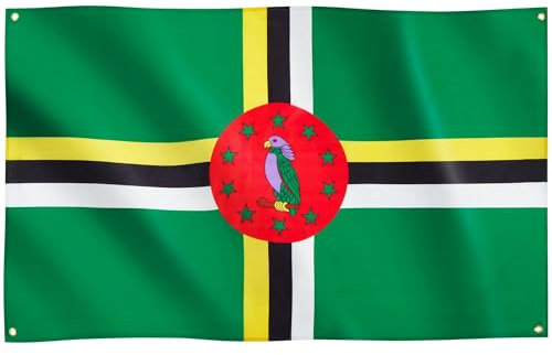 Runesol Dominica Flagge, 91x152cm, 4 Ösen, eine in jeder Ecke, Karibik Flagge, Commonwealth of Dominica, Premium-Flaggen für drinnen und draußen, Fahne, lebendige Farben