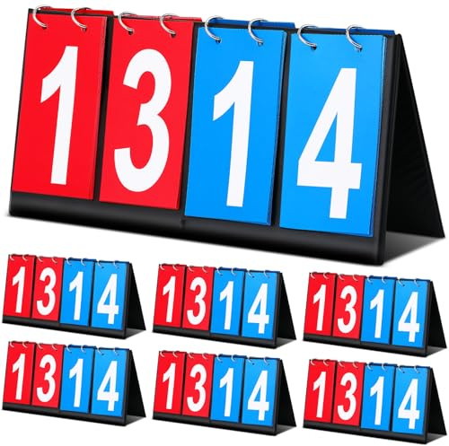 Hiboom 6 Pcs Portable Scoreboard Flipper Bulk 4 Digit Tabletop Score Keeper