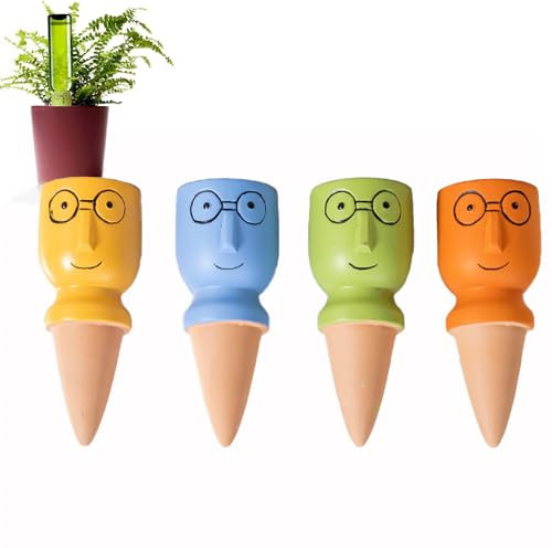 Joyeee Set Irrigazione a Goccia per Vasi, 4 Coni Irrigatori per Piante, Fiori, Bonsai, Innaffiare Piante in Vacanza, Annaffiatura Automatica