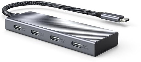 STORESOLOGY 4-Port USB-C Hub with 100W PD - Ultra High-Speed 10Gbps Data, Charging & 4K@60Hz Video Output, Durable Aluminum Alloy, Compatible with MacBook, iPad Pro, iPhone 15 & More