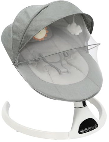 Donened - Elektrische Babyschaukel mit Musik, Babywippe mit Fernbedienung, Timer, Abnehmbarem Moskitonetz und Baldachin, Babywippe für Kinder bis ca. 12 kg (Grün)