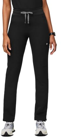FIGS YOLA High Waisted Skinny Scrub Pants for Women — 11 Pockets, 4-Way Stretch, Yoga Waistband