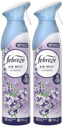 Febreze Air Mist Air Freshener Spray odour Eliminator Home & Office Fragrances - Lavender Scent - 185ml - Box of 2