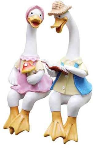 FmtwPhn Divertente anatra da giardino, statuetta d'anatra, decorazione da giardino, statue, decorazioni per il prato, decorazioni per esterni, simpatiche anatre, ornamenti per prato, libro da lettura