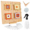 Reessy Crochet Blocking Board Large, 13inch Granny Square Blocking Board with 30 Steel Rods & 1 Spray Bottle, Wooden Blocking Board Pegs for Knitting Granny Squares, Lace, Hats