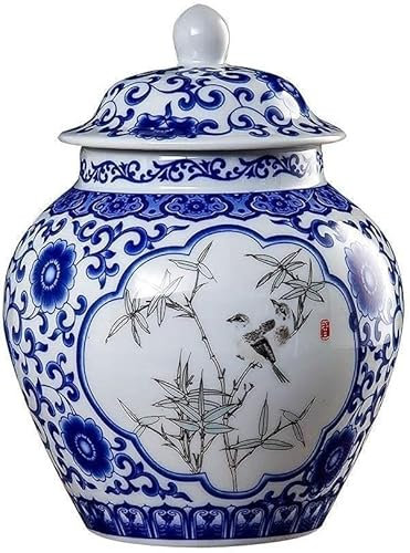 CONGRUI Vases en porcelaine en bambou et oiseau en céramique, vase décoratif style chinois Ming (S)