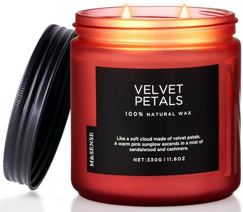 M&SENSE Veilchen Duftkerzen im Glas 330g saubere ungiftige natürliche Sojawachskerze bis zu 70 Stunden Brenndauer dekorative Kerze Violet Fragrance Jar Candle 11.6oz Natural Soy Wax Candle