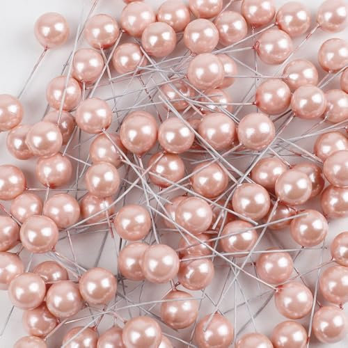 Whakano 20 Stück Künstliche Beeren 12mm,Dekorative Beerenstiele,Beeren Früchte,für DIY Handwerk Dekoration,Weihnachtsbaum Weihnachtskranz Tischdeko,Hochzeit,Home Decoration,Champagnerrosa