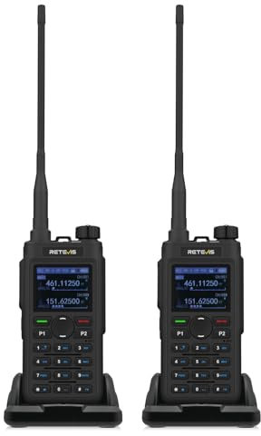 Retevis C62 Walkie Talkie Dual Band, Ham 2-Wege-Funkgerät mit Großer Reichweite, 2000 mAh, Wiederaufladbare Walkie-Talkies für Erwachsene, Zum Wandern/Jagen/Camping (Schwarz,2 Packung)