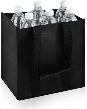 Bafumiu Porte Bouteilles Pratique pour 6 Bouteilles, Sac Bouteille vin, Sac Organiseur de Bouteilles, Parfait pour Les Courses et Conserver Les Bouteilles de vin, 27 x 27 x 18 cm, Noir.