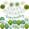 Happy Birthday Eukalyptus Sage Grün Weiß Geburtstag Party Deko Set Geburtstag Girlande Luftballons Grün Weiß Ballons 6 Pompoms Mintgrün Geburtstagsdeko Kindergeburtstag Eukalyptus