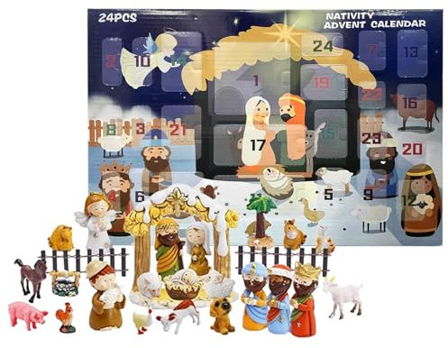 Adventskalender 2024 | Christliche Krippe Set | Religiöser Weihnachten Adventskalender 2024 Christlicher Kalender für Kinder, Krippe Adventskalender Spielzeug, Perfekt für die Feier der Weihnachtszeit