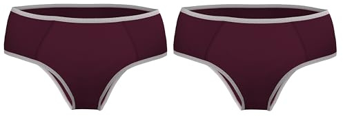 Damen Hipster aus Bio-Baumwolle mit Spitze – Bequeme und nachhaltige Unterwäsche für Frauen, ideal für Alltag und Freizeit (DE/NL/SE/PL, Alphanumerisch, L, Regular, Regular, 2, Aubergine)